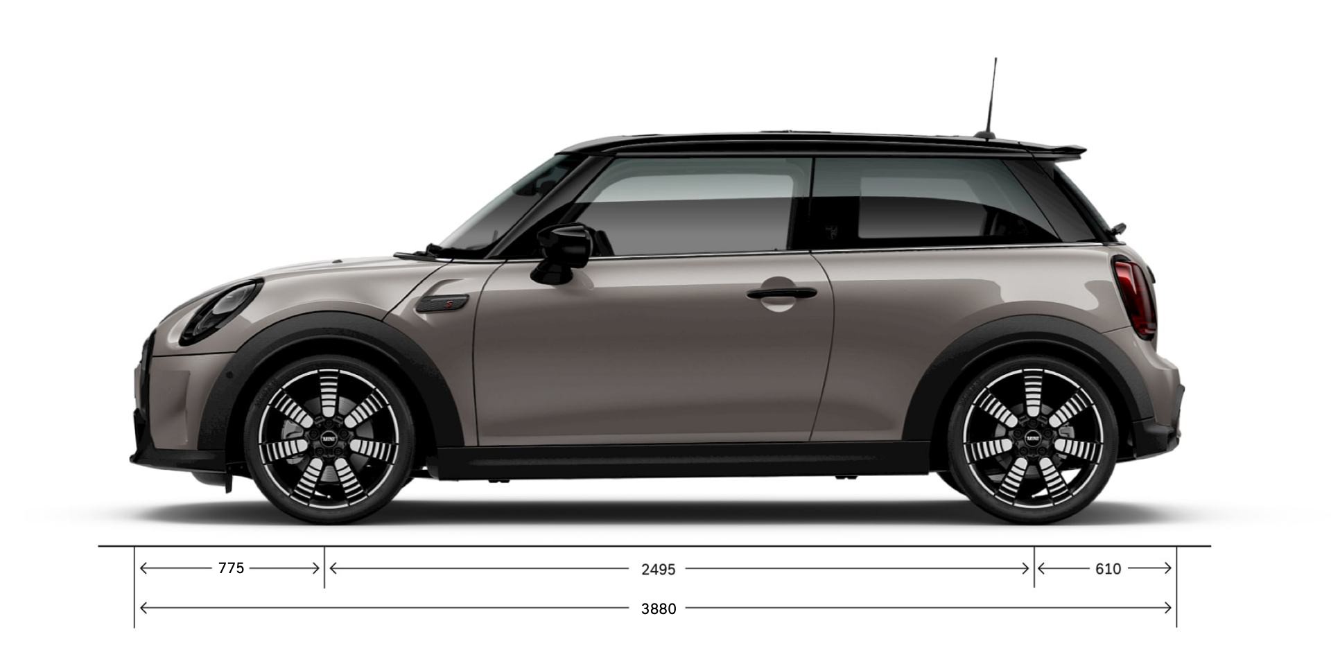 The New MINI 3 Door – side view – dimensions